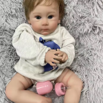 Lilly – 60 cm / 24-Inch Realistic Reborn Baby Girl Doll with Blue Eyes and Hand-Implanted Hair