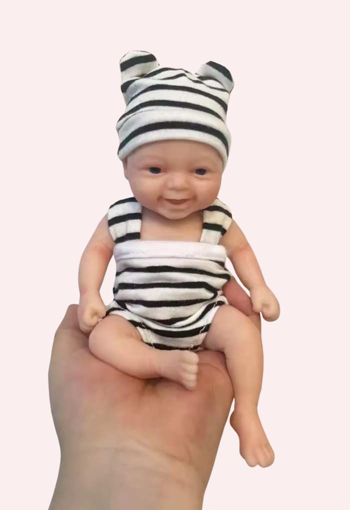 Mini-Reborn-2 Realistic Palm Sized Mini Reborn Doll Noah - 7-Inch Smiling Silicone Baby