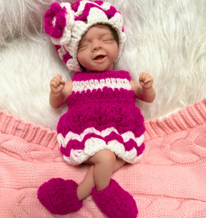 RealistiskSilikonRebornBabydukkemedMykBomullskropp Mini Girl Reborn Baby Doll - 12-Inch Lifelike Silicone Companion