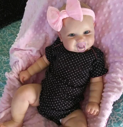 RebornBabyDollMaddieSmileGirlHandmade3DSkin_1 Reborn Baby Doll Maddie - Smiling Girl with Visible Veins, 19-Inch Lifelike Masterpiece