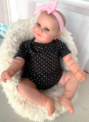 RebornBabyDollMaddieSmileGirlHandmade3DSkin_2 Reborn Baby Doll Maddie - Smiling Girl with Visible Veins, 19-Inch Lifelike Masterpiece