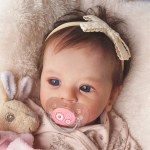 [Best Value]18" Realistic and Cute Reborn Baby Girl Opened Her Eyes with Bright Eyes Brown Hair and Posable Silicone Vinyl Body Named Claire