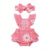 For 12"/16″ Pink daisy floral print Set Adorable Spring Bodysuit for Reborn Babies