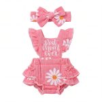 For 12"/16″ Pink daisy floral print Set Adorable Spring Bodysuit for Reborn Babies